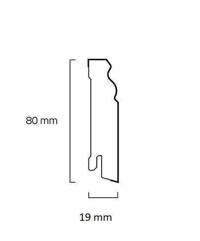 Bílá soklová obvodová lišta MDF, fólie - 19x80mm, 2,4m  berlínský profil 625