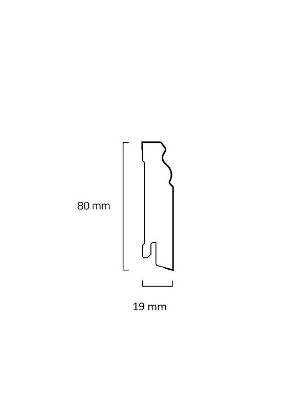 Bílá soklová obvodová lišta MDF, fólie - 19x80mm, 2,5m  berlínský profil 625