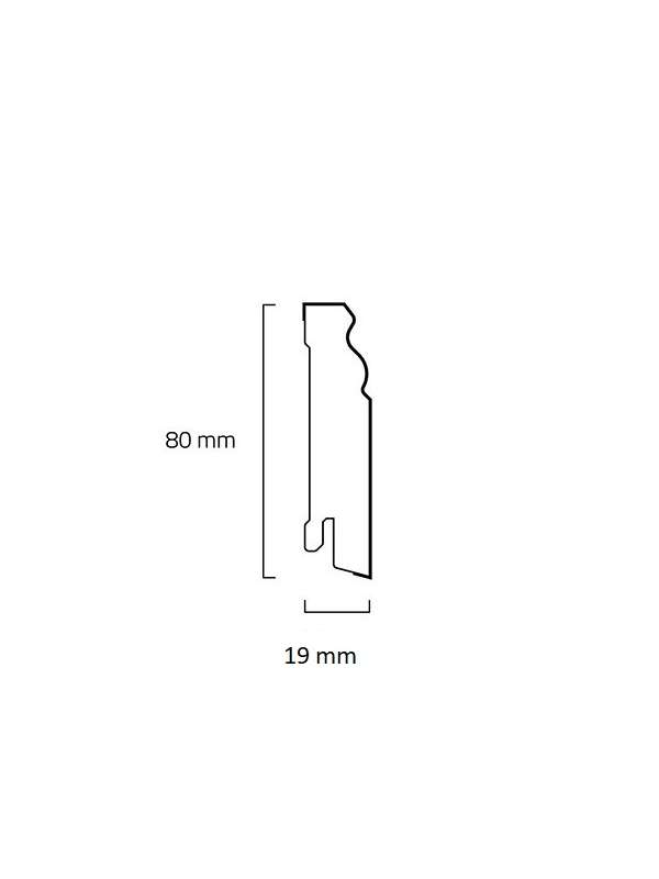 Bílá soklová obvodová lišta MDF, fólie - 19x80mm, 2,4m  berlínský profil 625