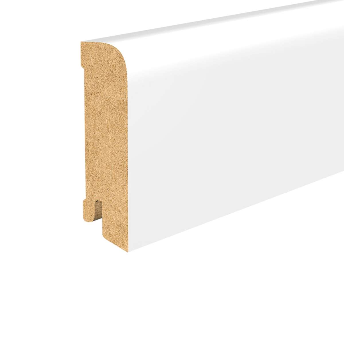 Bílá soklová obvodová lišta MDF 609 , fólie - 19x60mm, 2,4m  zaoblená