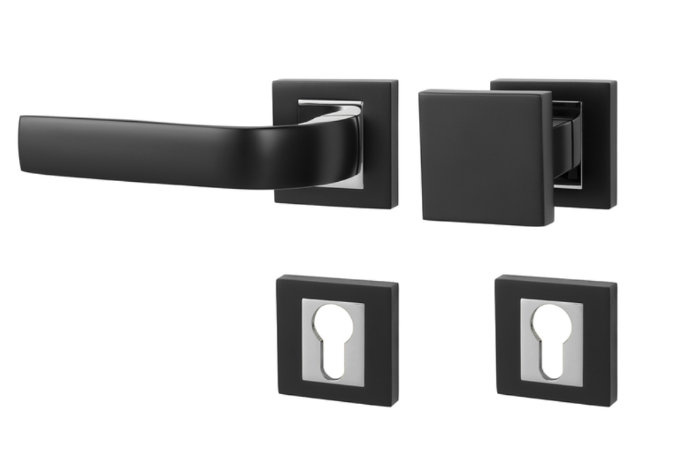 MP Kování - MP CYNTHIA HR - BS/OC černá mat/chrom lesklý - Klika s hranatou rozetou