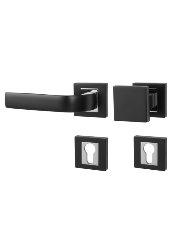 MP Kování - MP CYNTHIA HR - BS/OC černá mat/chrom lesklý - Klika s hranatou rozetou