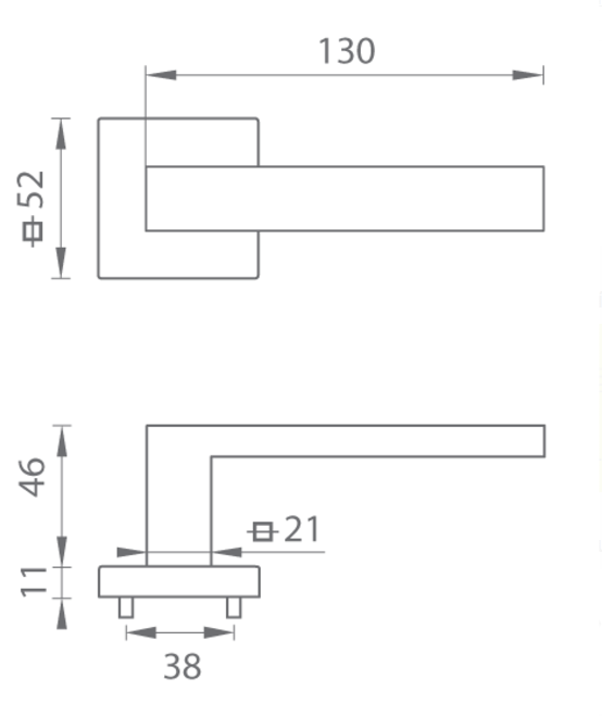 MP Kování - TI SQUARE HR 2275Q - BS černá mat  - Klika s hranatou rozetou