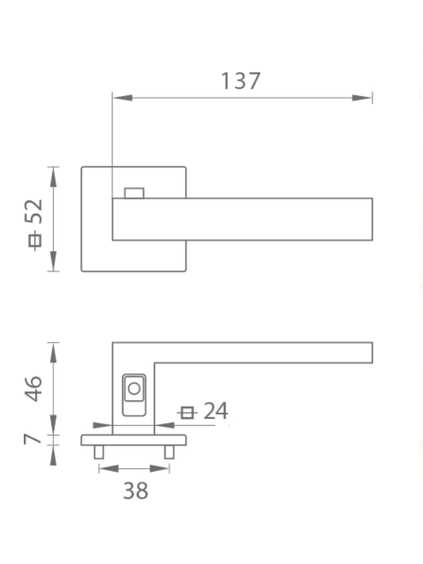 MP Kování - TI - SQUARE - HR 4275Q 7S s uzamykáním - Černá mat