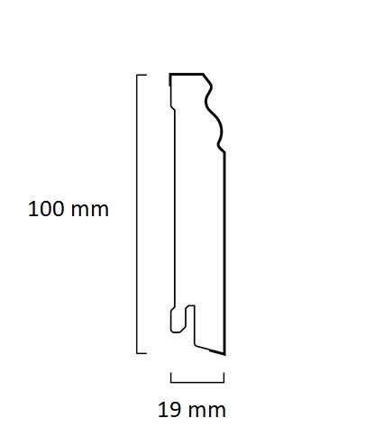 Bílá soklová obvodová lišta MDF, fólie - 19x100mm, 2,5m  berlínský profil 626