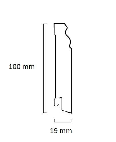 Bílá soklová obvodová lišta MDF, fólie - 19x100mm, 2,4m  berlínský profil 626