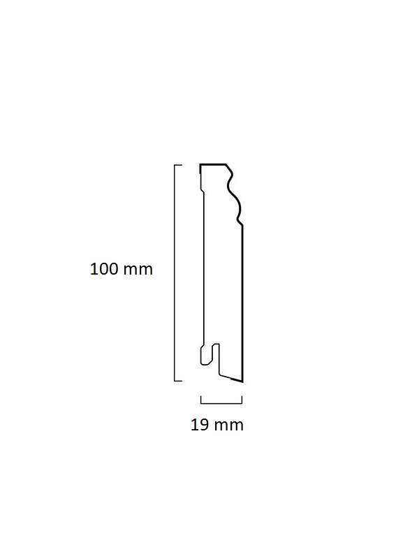 Bílá soklová obvodová lišta MDF, fólie - 19x100mm, 2,4m  berlínský profil 626