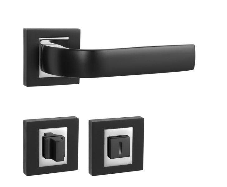 MP Kování - MP CYNTHIA HR - BS/OC černá mat/chrom lesklý - Klika s hranatou rozetou