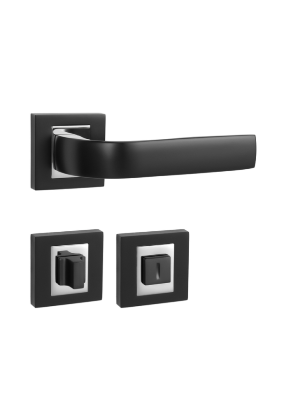 MP Kování - MP CYNTHIA HR - BS/OC černá mat/chrom lesklý - Klika s hranatou rozetou