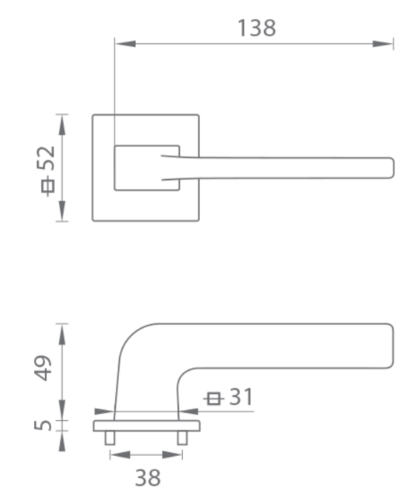 MP Kování - TI DARA HR 4007 5S - OCS Chrom broušený- Klika s hranatou rozetou