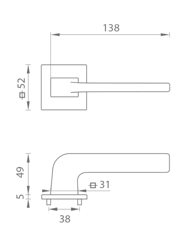 MP Kování - TI DARA HR 4007 5S - OCS Chrom broušený- Klika s hranatou rozetou