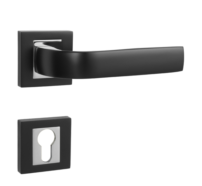 MP Kování - MP CYNTHIA HR - BS/OC černá mat/chrom lesklý - Klika s hranatou rozetou