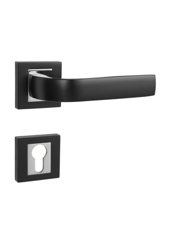 MP Kování - MP CYNTHIA HR - BS/OC černá mat/chrom lesklý - Klika s hranatou rozetou