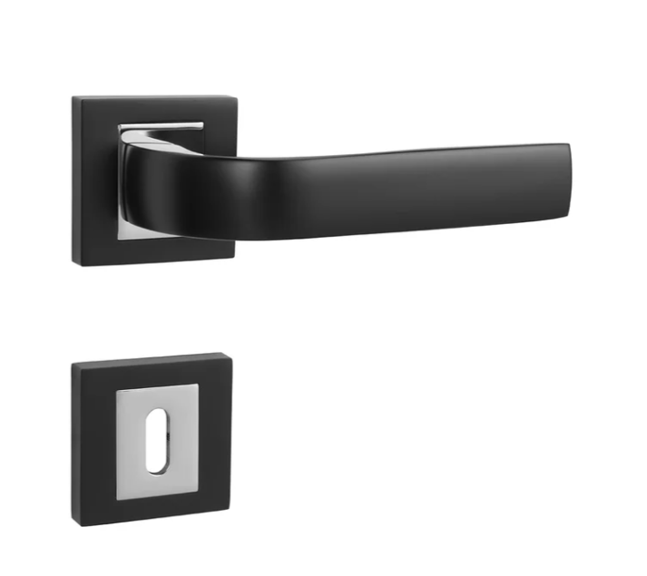 MP Kování - MP CYNTHIA HR - BS/OC černá mat/chrom lesklý - Klika s hranatou rozetou