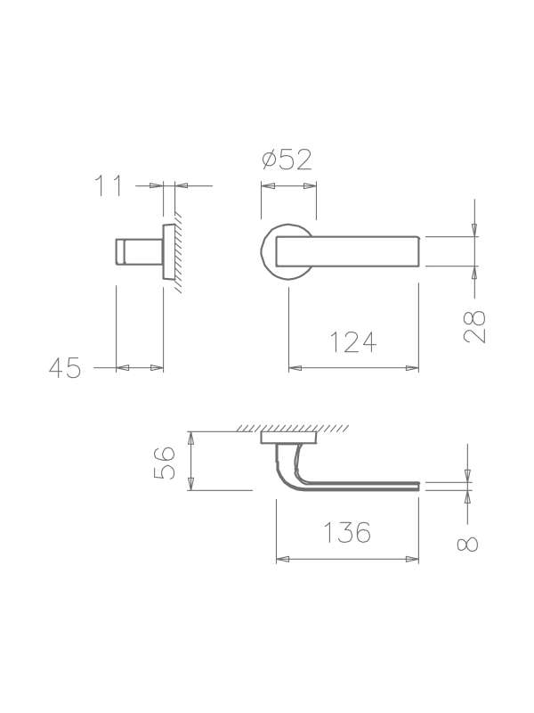 MP Kování - TI CINTO R 2732 - T  Titan - Klika s kulatou rozetou