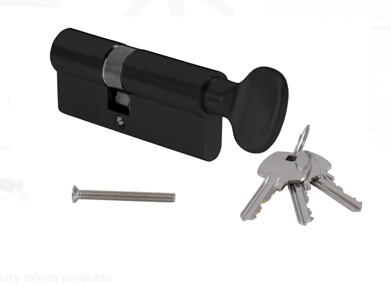 Stavební cylindrická vložka - s knoflíkem AL BS - Černá matná