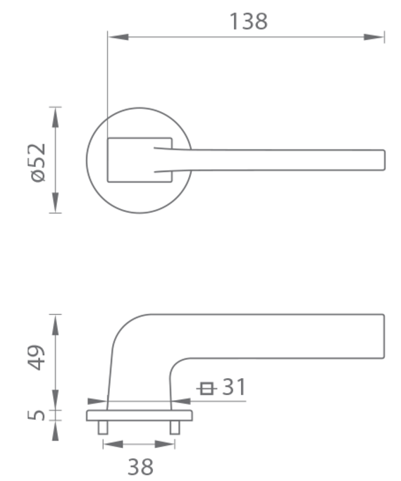 MP Kování - TI SUPRA R 3097 5S - NP Nikl perla - Klika s kulatou rozetou