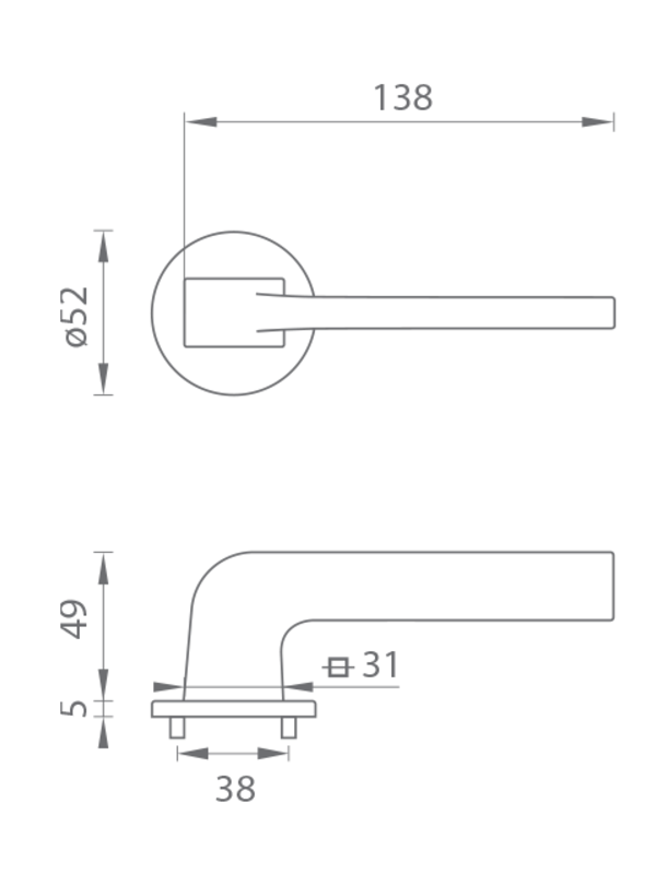 MP Kování - TI SUPRA R 3097 5S - NP Nikl perla - Klika s kulatou rozetou