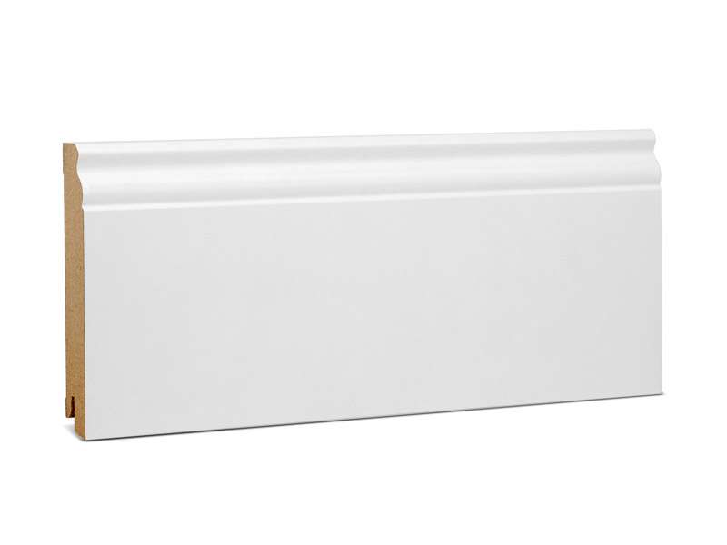 Bílá soklová obvodová lišta MDF, fólie - 19x120mm, 2,5m berlínský profil 627