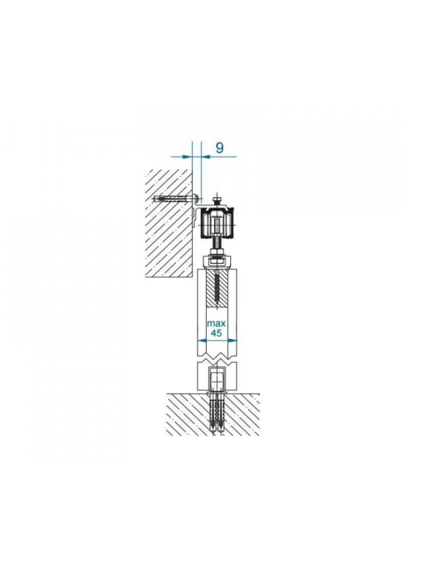 HERKULES boční držák Valcomp horní kolejnice pro sílu dveří do 45 mm - 5ks