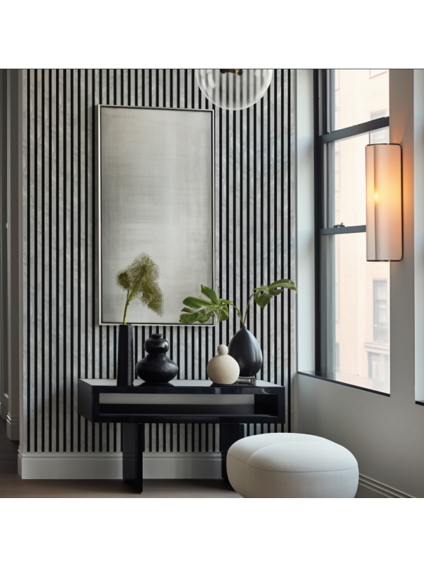 WOHNARTIG CLASSIC - Dekorační akustický filcový panel na zeď -  27 x 275 cm - 0,74m²- černý filc