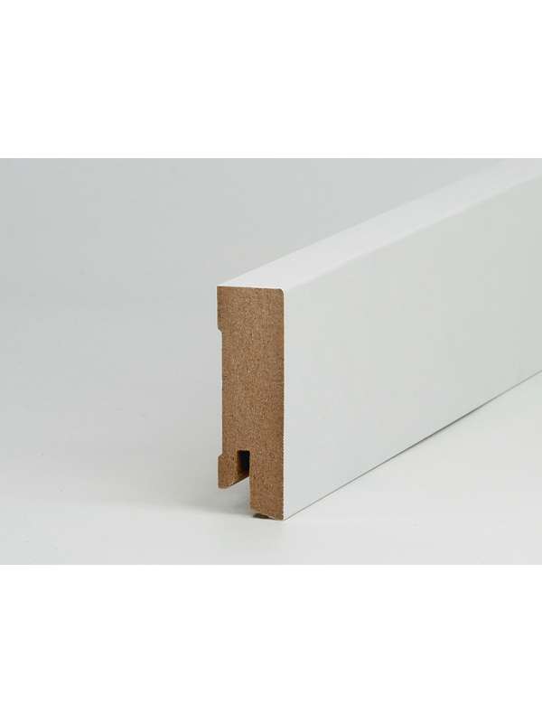 Bílá soklová obvodová lišta, 16x58mm, 2,4m hrana 60 MDF, fólie - CUBE 631