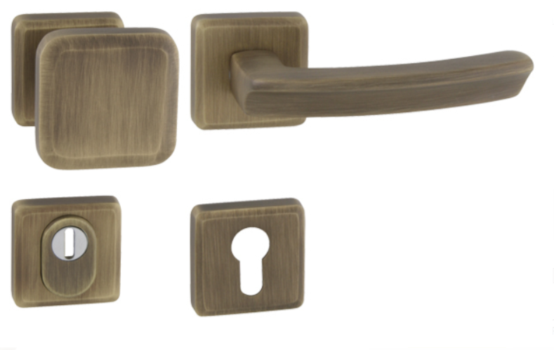 MP Kování MI - QB SECUR / ARTE  HR - OGS Bronz česaný mat - Rozetové bezpečnostní kování