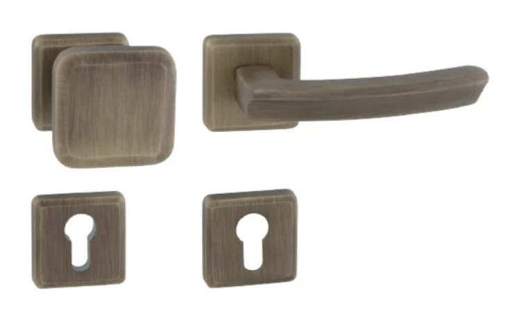 MP Kování MI - QB SECUR / ARTE  HR - OGS Bronz česaný mat - Rozetové bezpečnostní kování