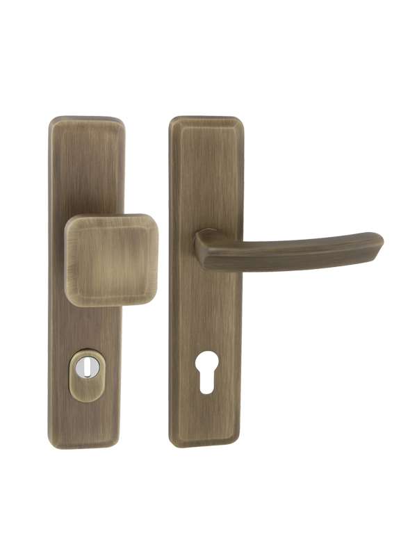 MP Kování MI - QB SECUR / ARTE - OGS Bronz česaný mat - Štítové bezpečnostní kování