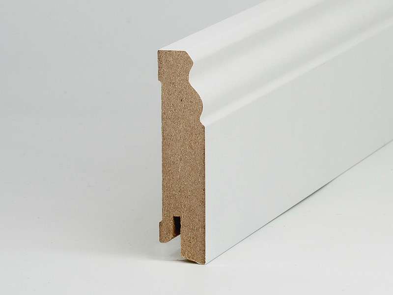Bílá soklová obvodová lišta MDF, fólie - 19x80mm, 2,4m  berlínský profil 625