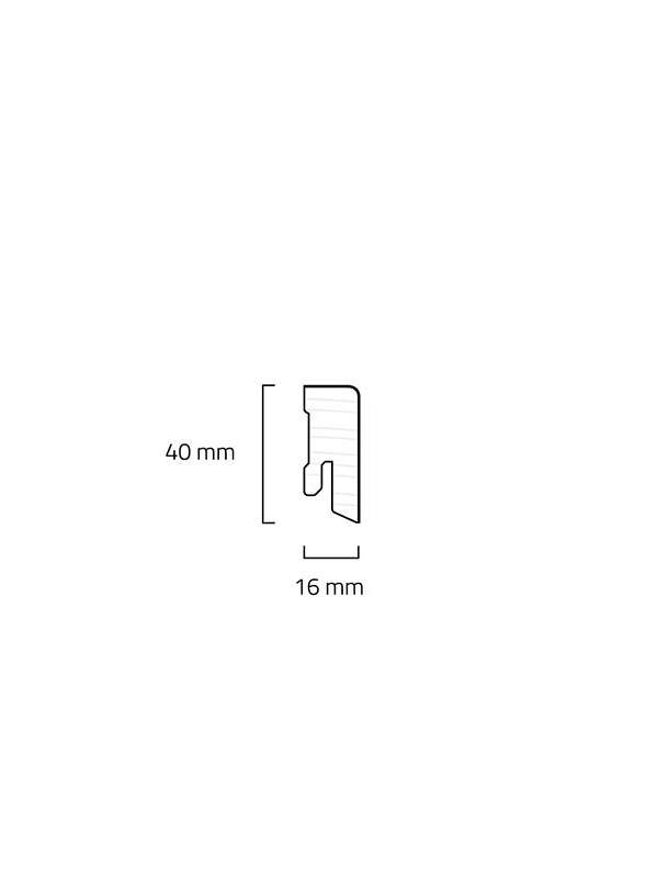 Bílá soklová obvodová lišta, 16x40mm, hrana 40 SMRK, 2.4m  fólie - CUBE 630