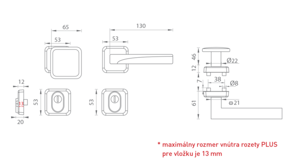 MP Kování MI - QB SECUR / ARTE  HR - OGS Bronz česaný mat - Rozetové bezpečnostní kování