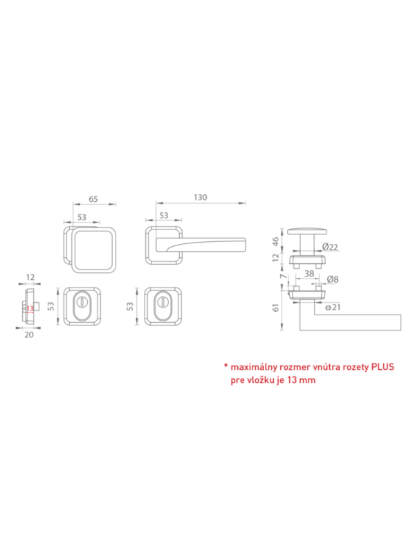 MP Kování MI - QB SECUR / ARTE  HR - OGS Bronz česaný mat - Rozetové bezpečnostní kování