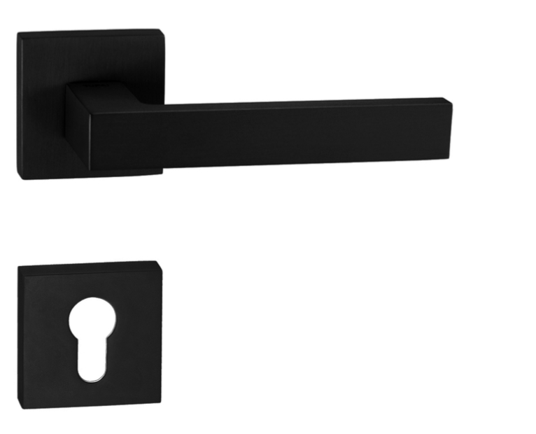 MP Kování - TI SQUARE HR 2275Q - BS černá mat  - Klika s hranatou rozetou