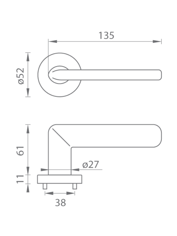 MP Kování - TI ELIPTICA R 3098 5S - OC Chrom lesklý - Klika s kulatou rozetou