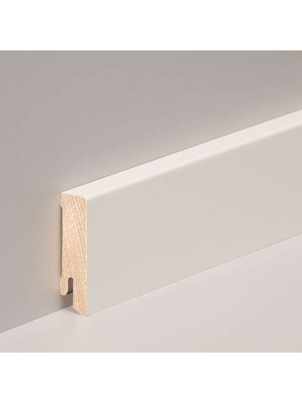 Bílá soklová obvodová lišta, 16x58mm, 2,4m hrana 60 SMRK, fólie - CUBE 631