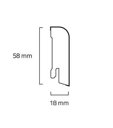 Bílá soklová obvodová lišta MDF 609 , fólie - 19x60mm, 2,4m  zaoblená