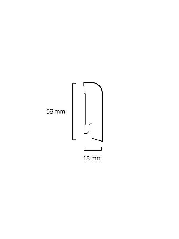 Bílá soklová obvodová lišta MDF 609 , fólie - 19x60mm, 2,4m  zaoblená
