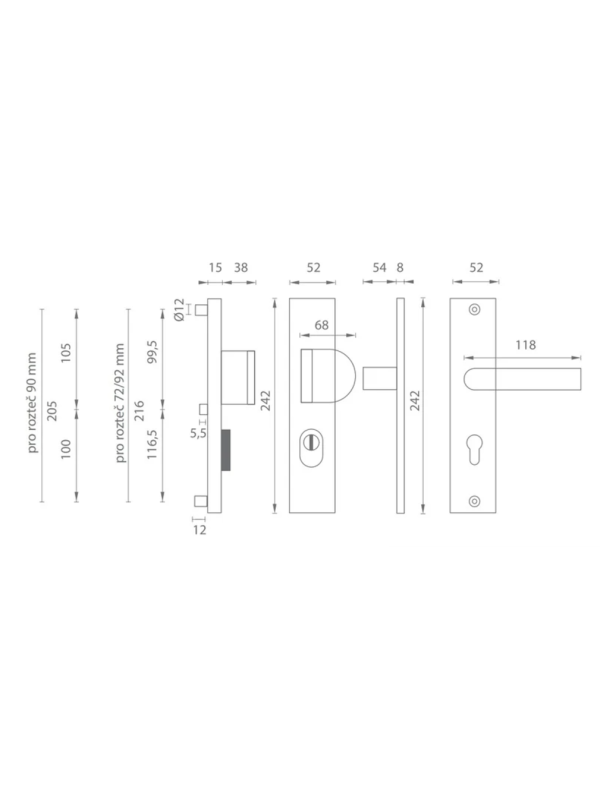 MP Kování AXA ATLAS 2 F6 inox elox