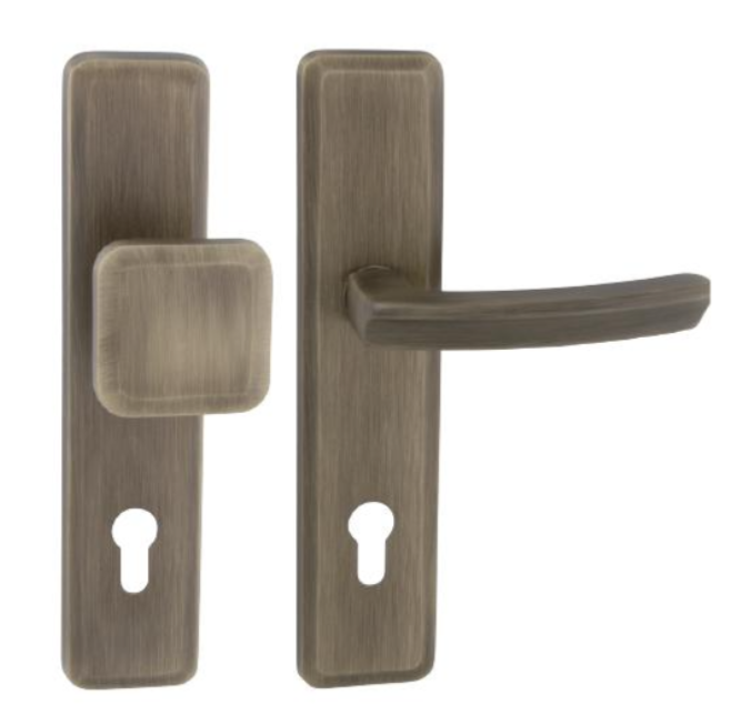 MP Kování MI - QB SECUR / ARTE - OGS Bronz česaný mat - Štítové bezpečnostní kování