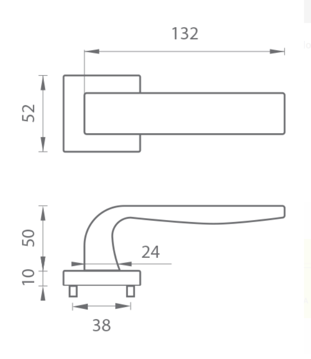 MP Kování - MP CYNTHIA HR - BS/OC černá mat/chrom lesklý - Klika s hranatou rozetou