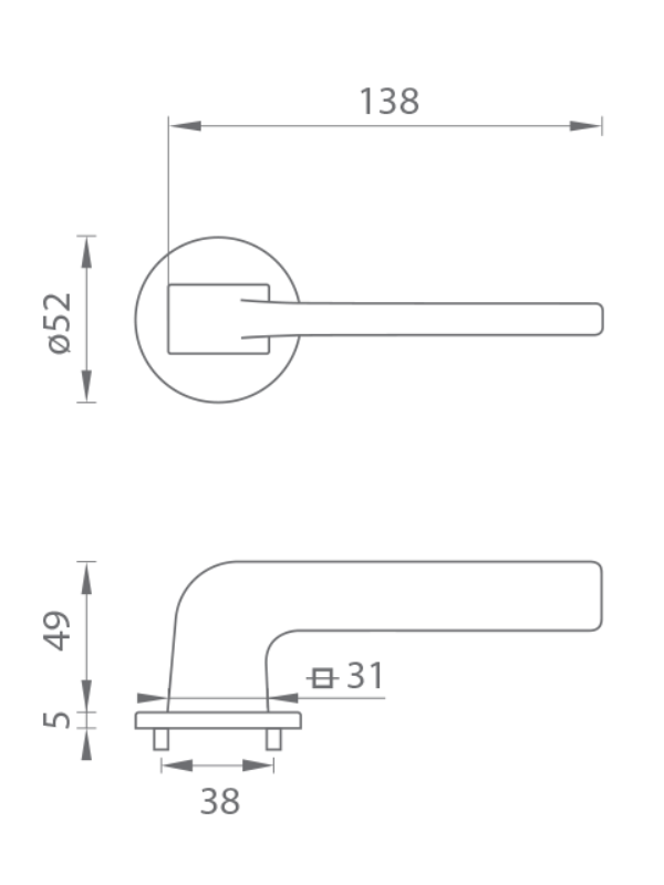 MP Kování - TI DARA R 4007 5S - NP Nikl perla - Klika s kulatou rozetou