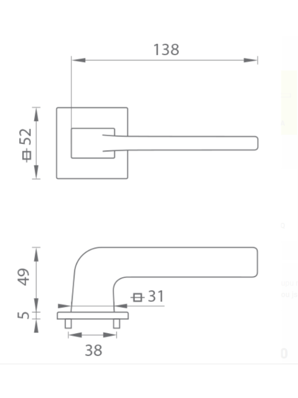 MP Kování - TI DARA HR 4007 5S - NP Nikl perla - Klika s hranatou rozetou