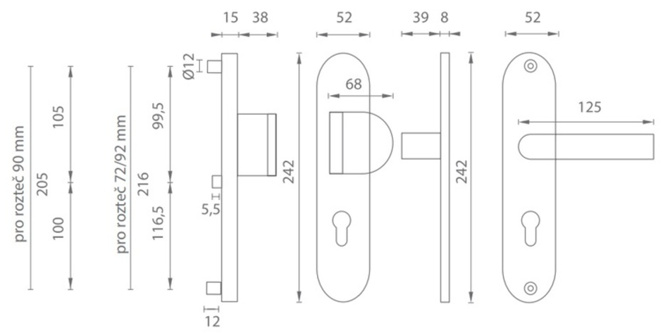 MP Kování AXA BETA 2 - F2 inox elox -Štítové bezpečnostní kování