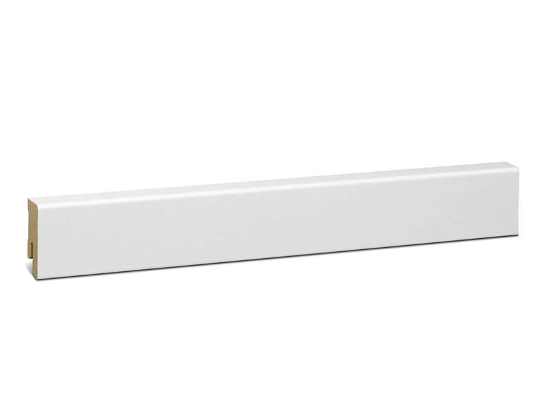 Bílá soklová obvodová lišta, 16x58mm, 2,4m hrana 60 MDF, fólie - CUBE 631